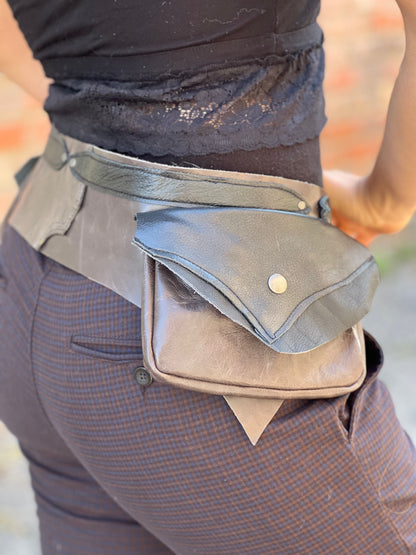 Dark Brown & Black 2 Pocket Belt