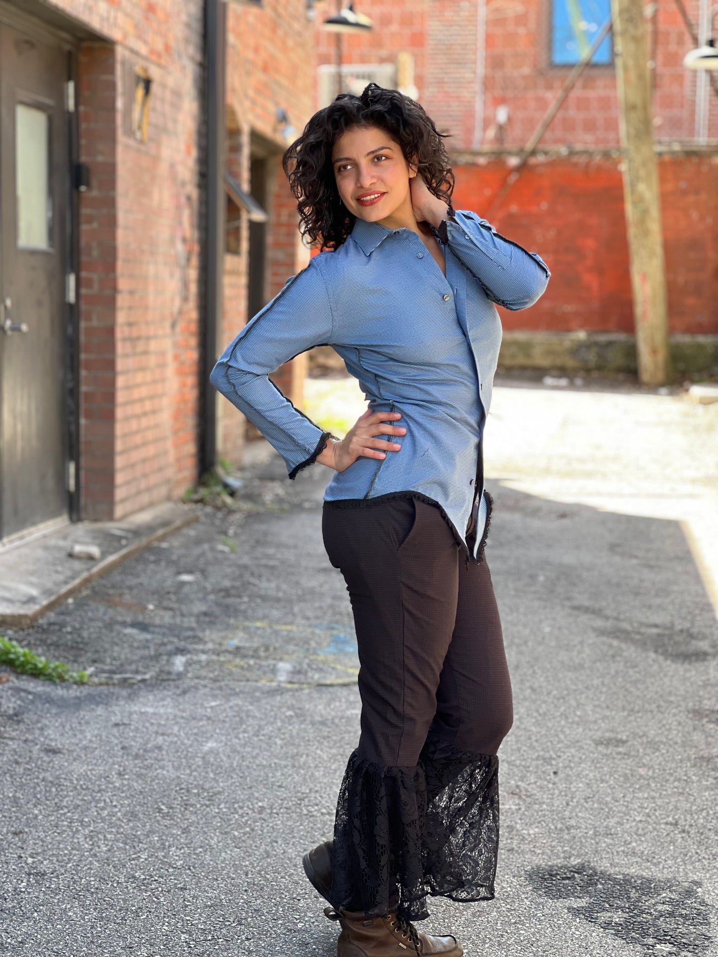 Business Blue Serged Button Down