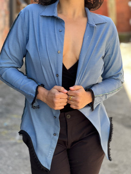 Business Blue Serged Button Down