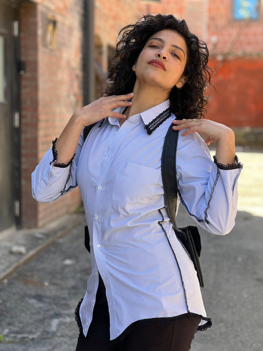 CEO White Serged Button Down