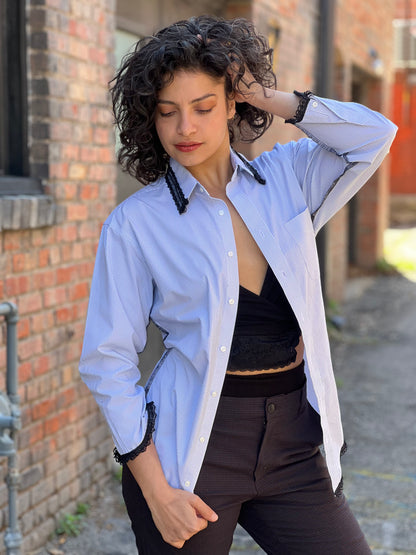 CEO White Serged Button Down