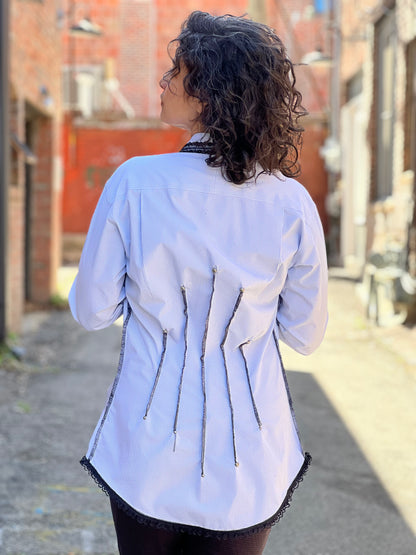 CEO White Serged Button Down