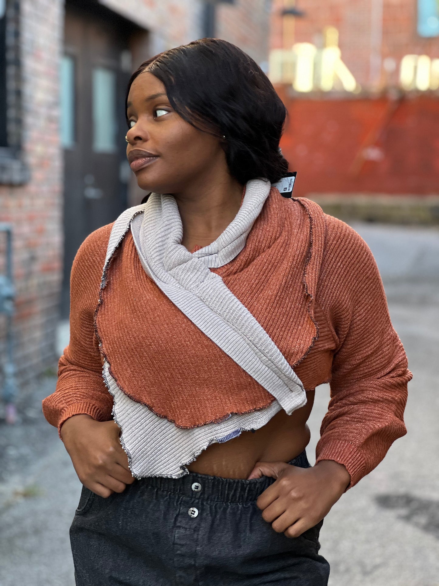 Sienna Cowl High Crop Sweater