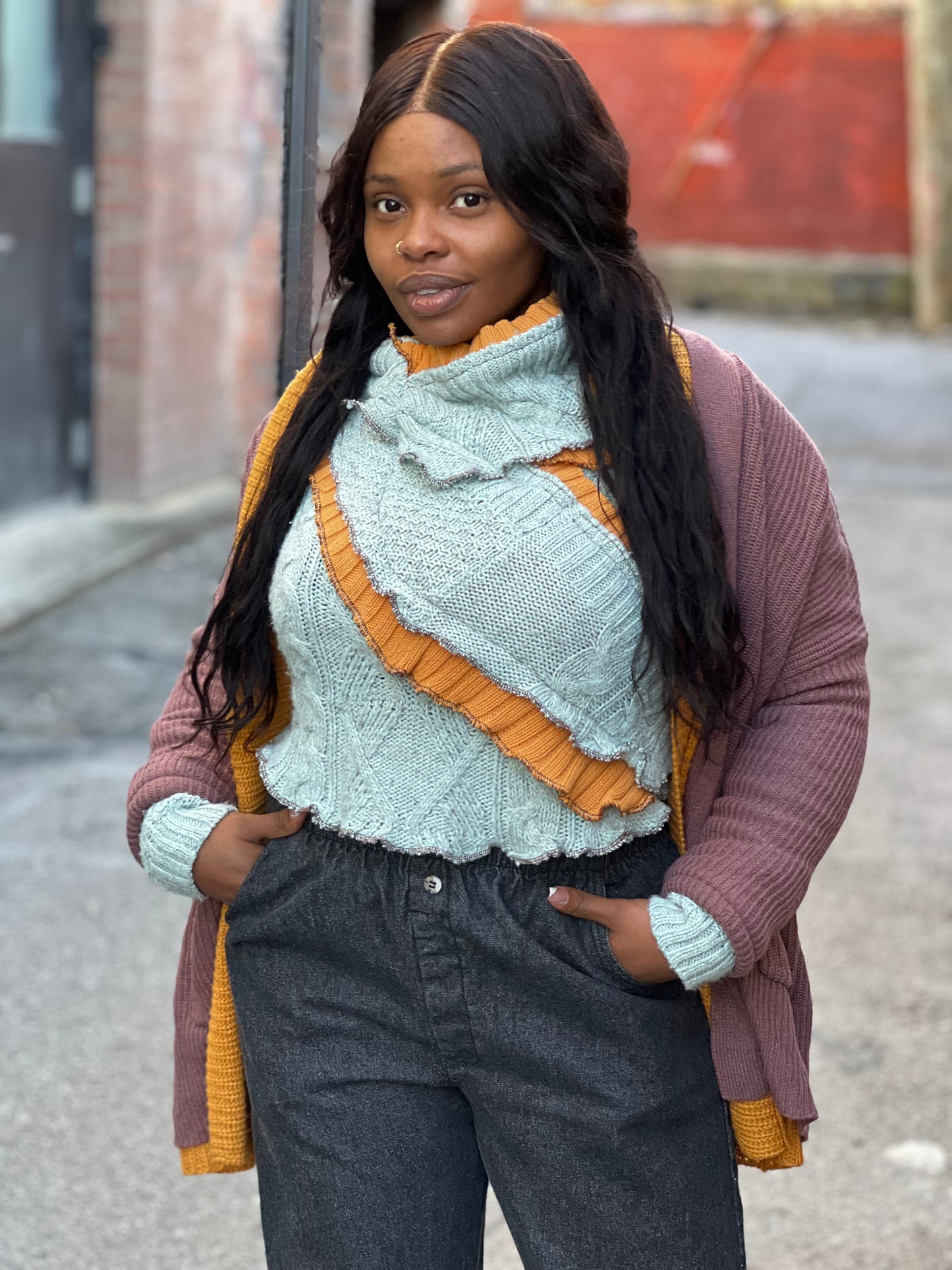 Marigold and Lavender Reversible Cardigan