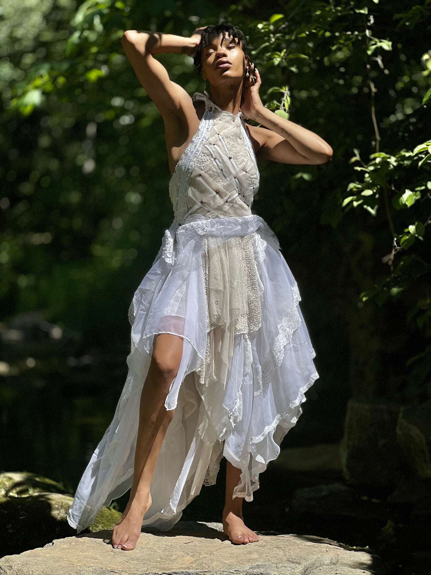 SHE-WOLF High Low Layered Goddess Dress