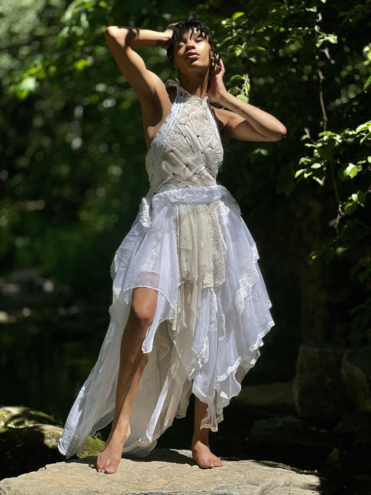 SHE-WOLF High Low Layered Goddess Dress