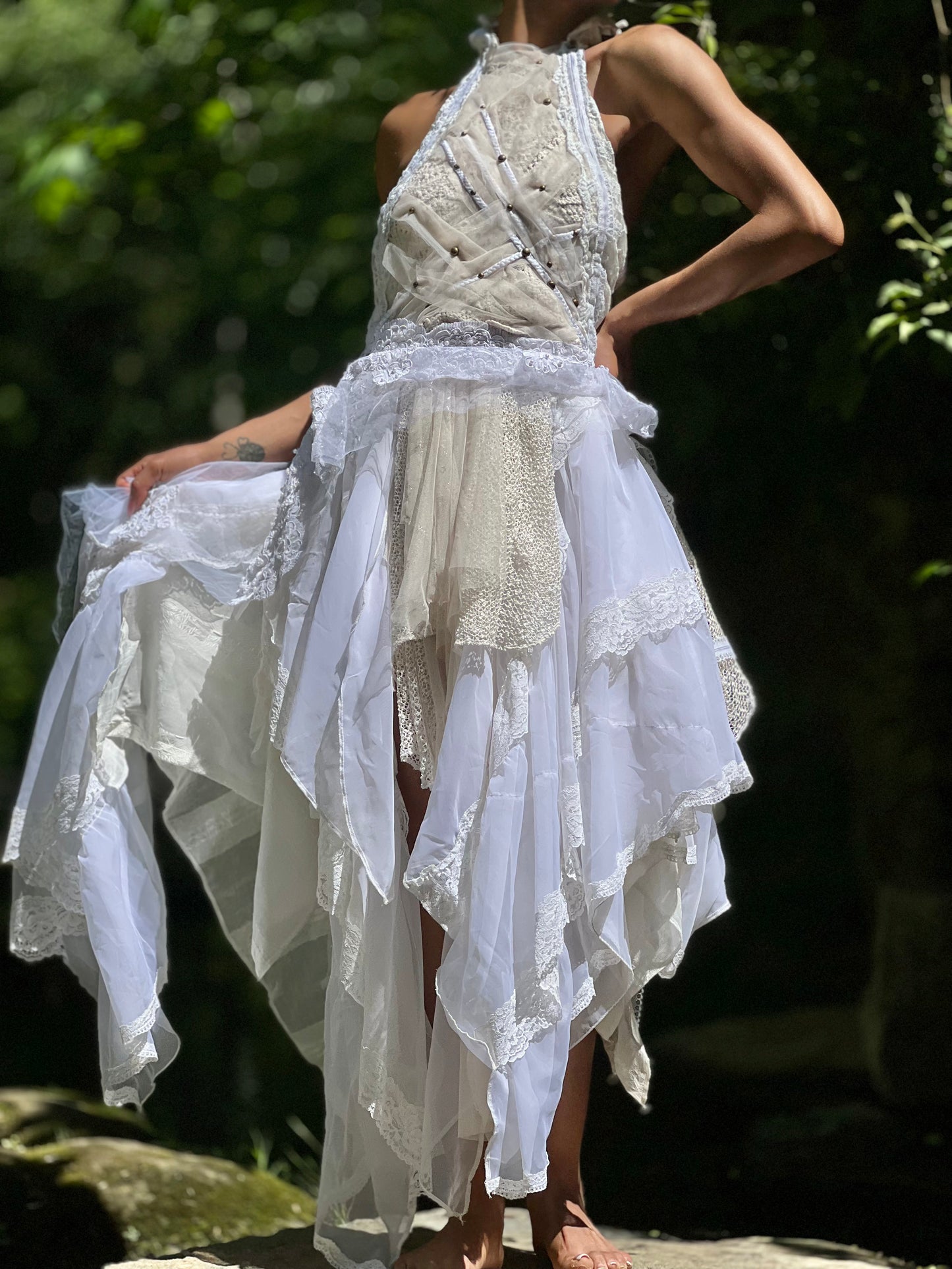 SHE-WOLF High Low Layered Goddess Dress