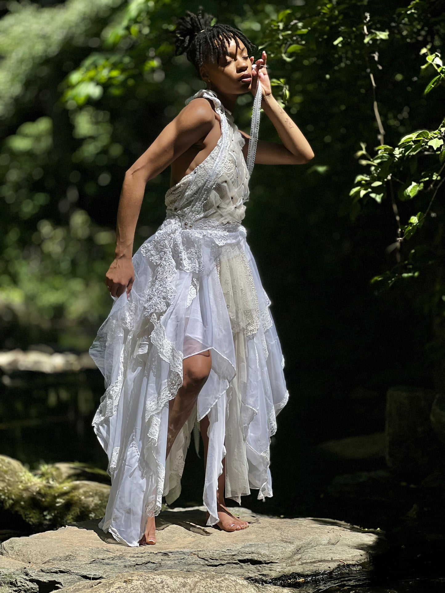 SHE-WOLF High Low Layered Goddess Dress