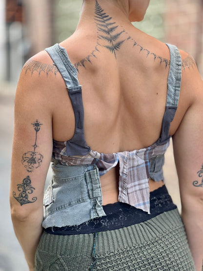 Plaid & Cargo Upcycled Bra Top