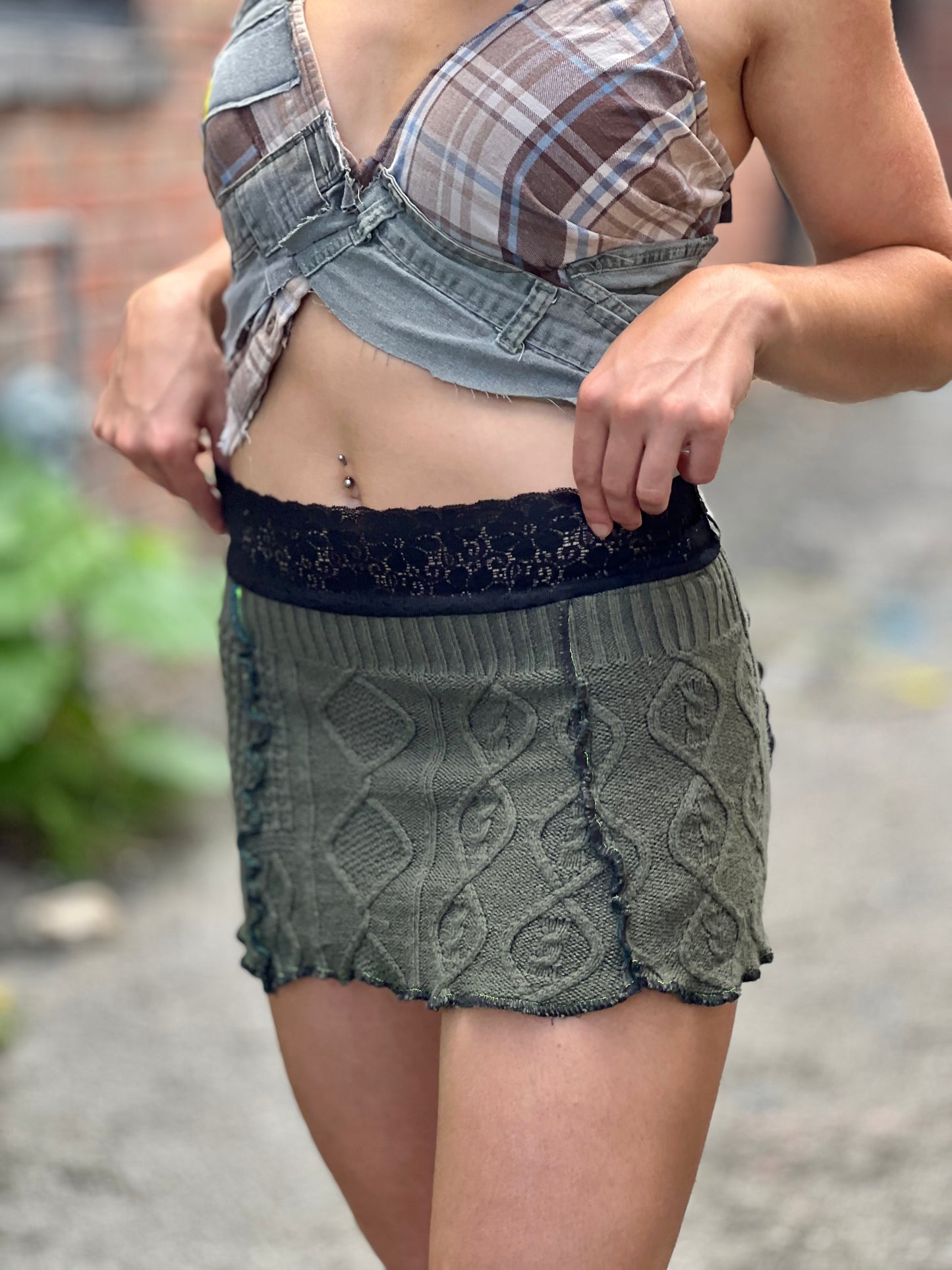 Pine Cableknit Sweater Skirt