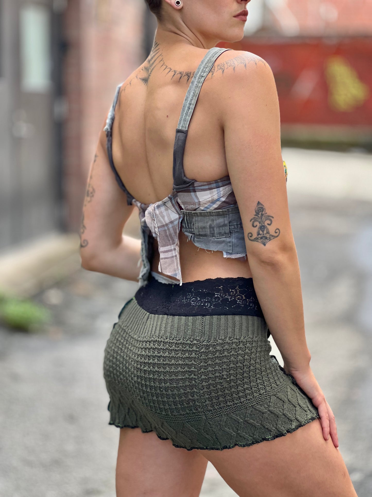 Pine Cableknit Sweater Skirt