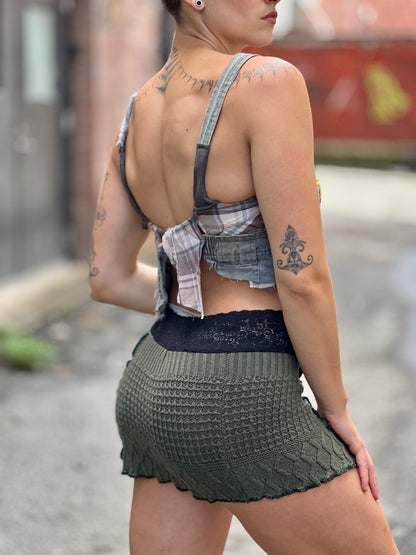Pine Cableknit Sweater Skirt