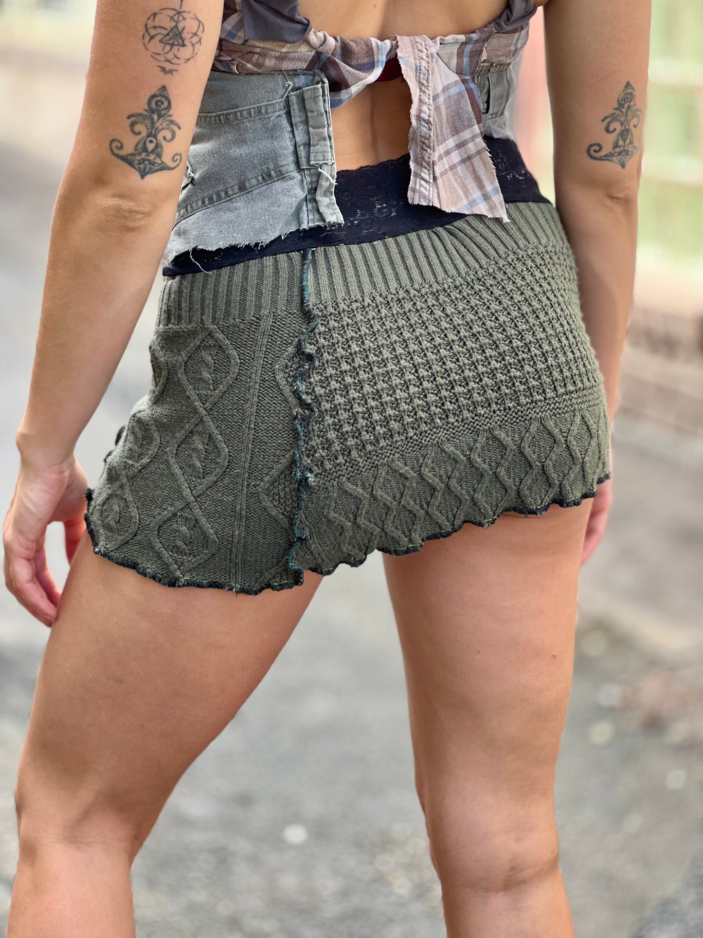 Pine Cableknit Sweater Skirt