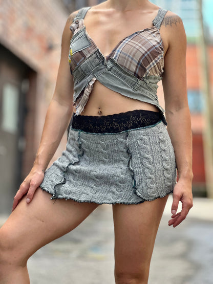 Grey Cableknit Sweater Skirt