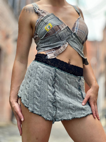 Grey Cableknit Sweater Skirt