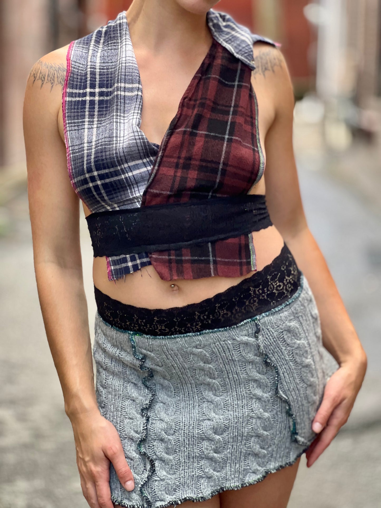 Plaid Cross Halter