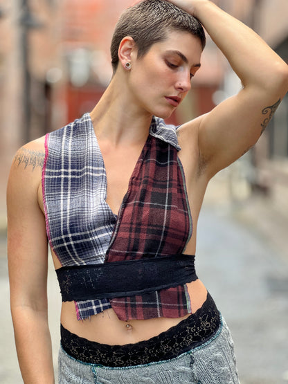 Plaid Cross Halter