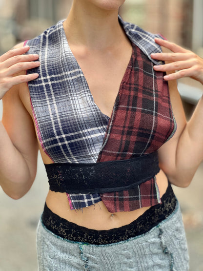 Plaid Cross Halter