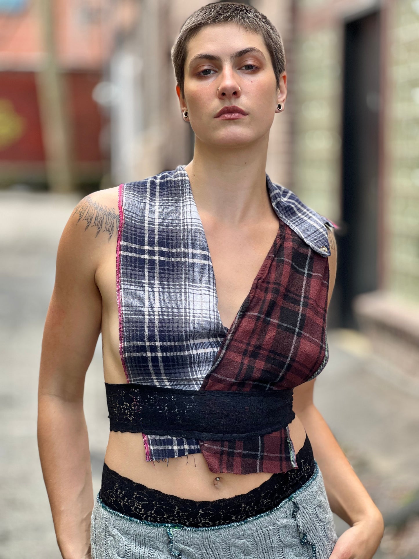 Plaid Cross Halter