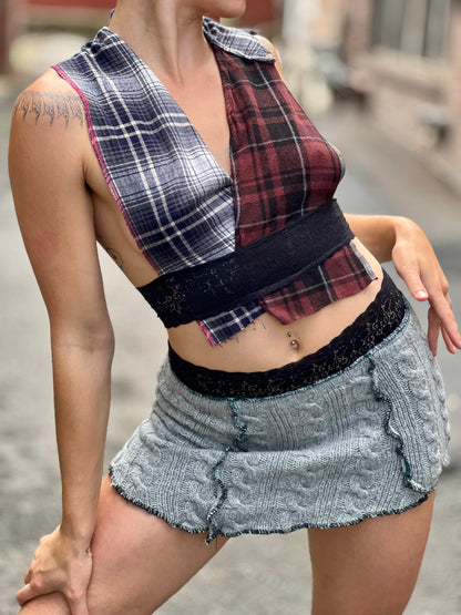 Plaid Cross Halter