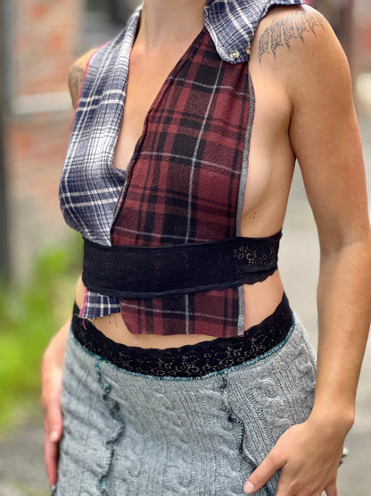 Plaid Cross Halter