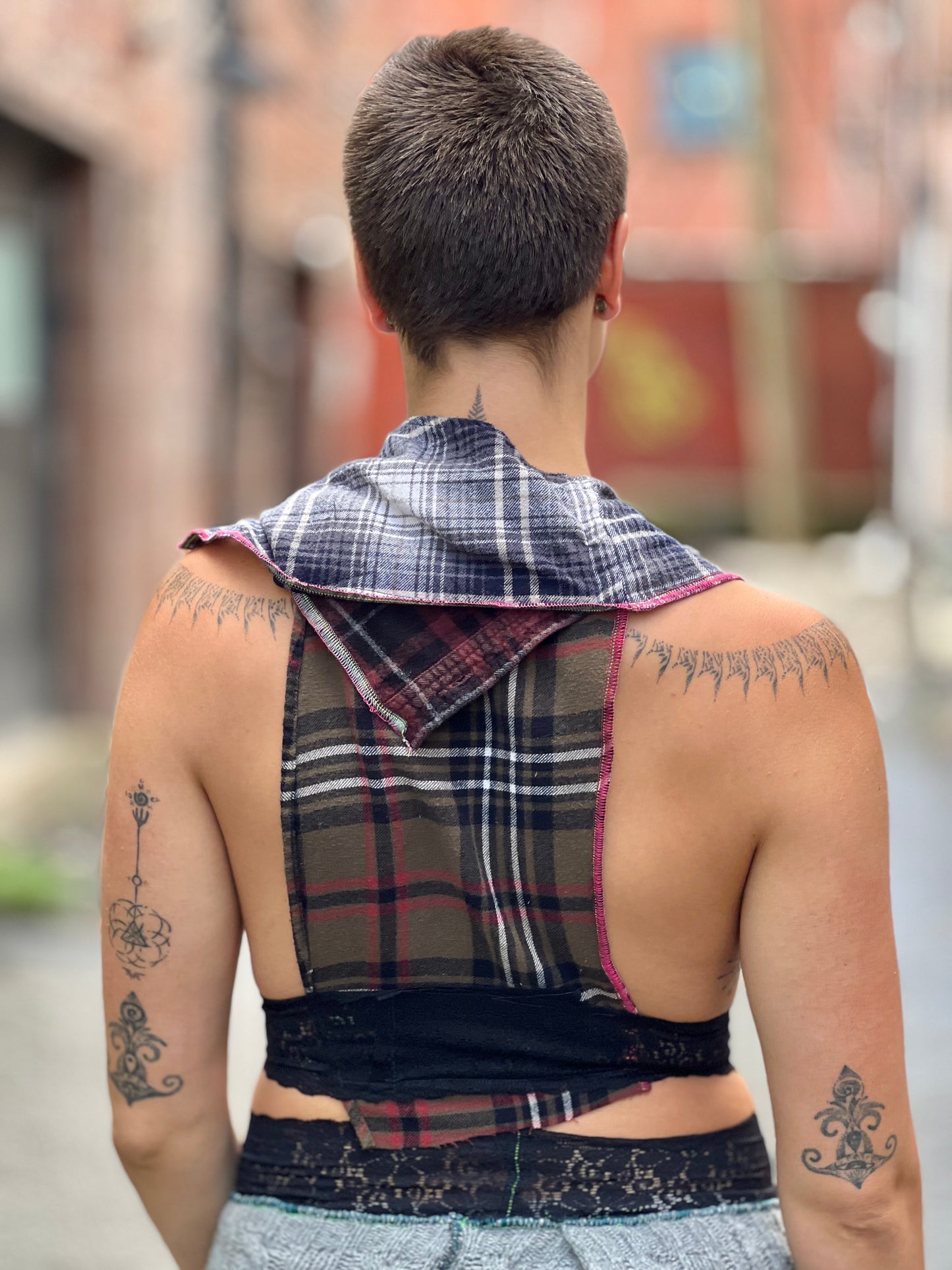 Plaid Cross Halter