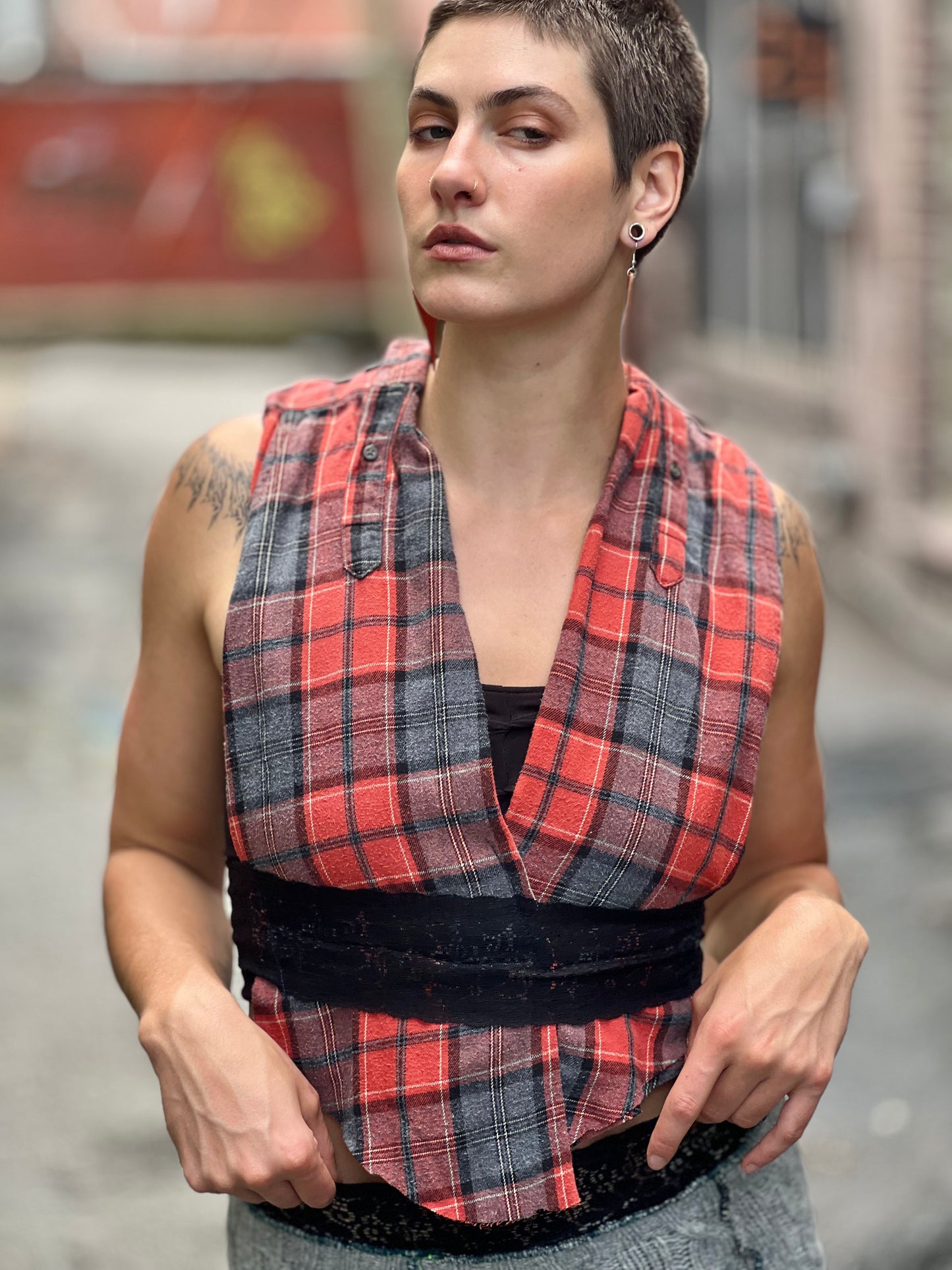 Scarlet Plaid Halter Top