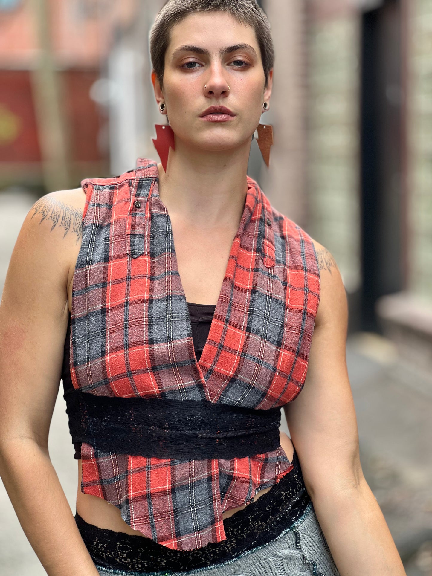 Scarlet Plaid Halter Top