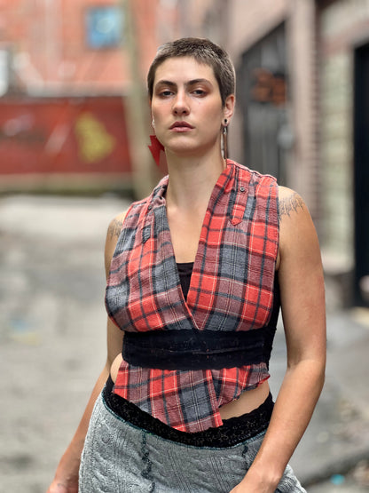 Scarlet Plaid Halter Top