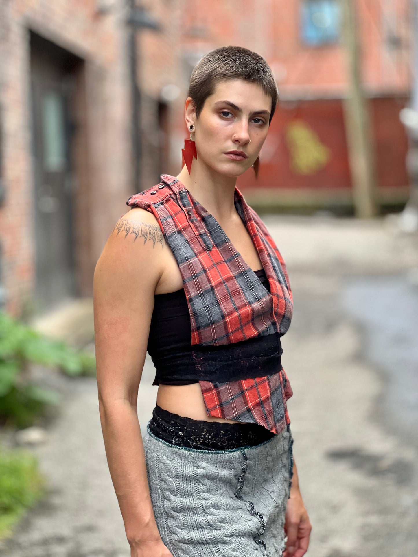 Scarlet Plaid Halter Top