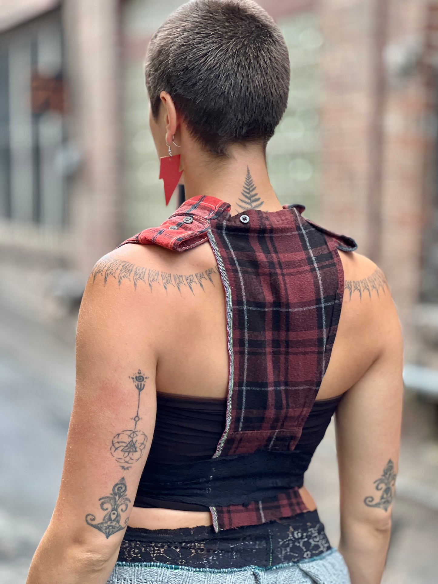 Scarlet Plaid Halter Top