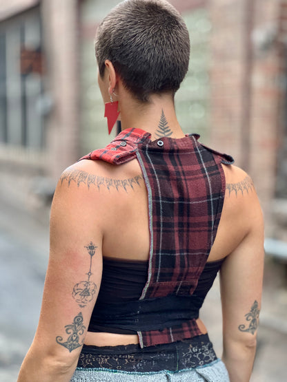 Scarlet Plaid Halter Top