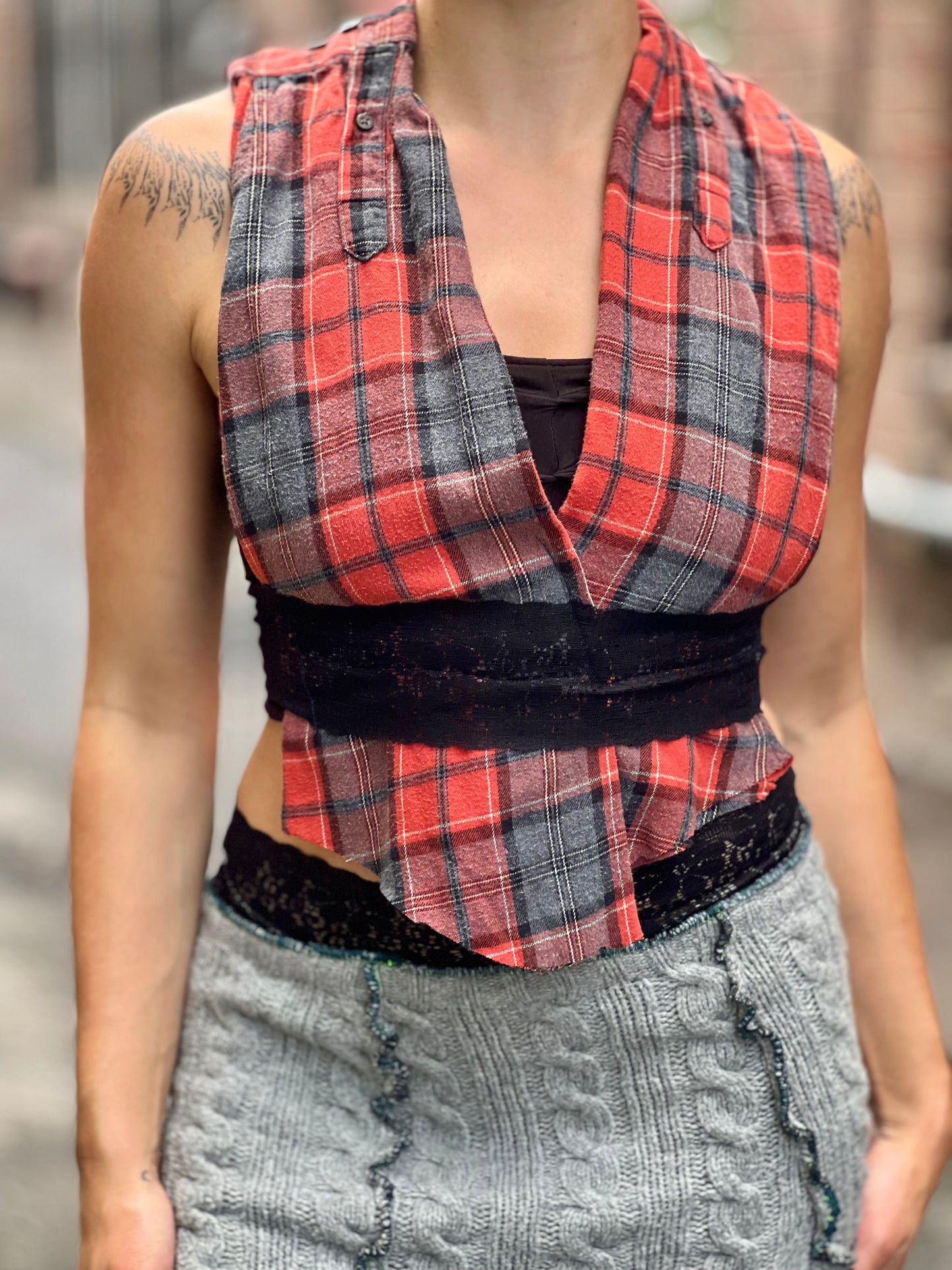 Scarlet Plaid Halter Top