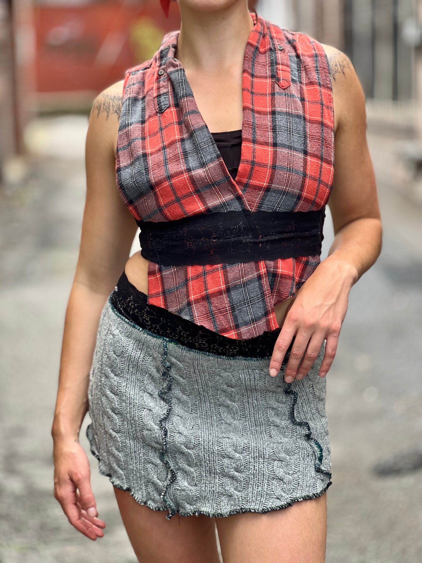 Scarlet Plaid Halter Top