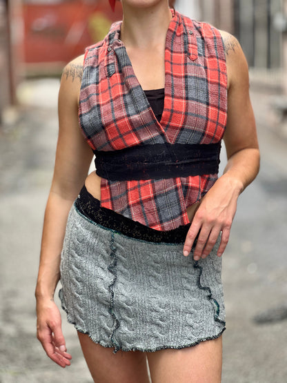 Scarlet Plaid Halter Top