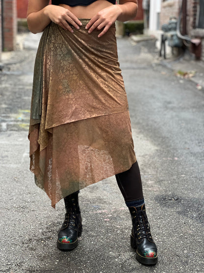 Copper Patina Nylon / Lycra Maxi Skirt