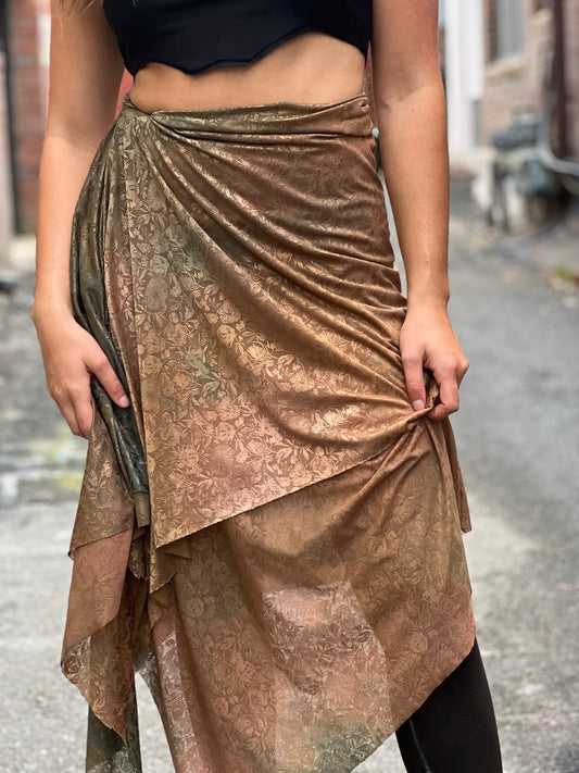 Copper Patina Nylon / Lycra Maxi Skirt