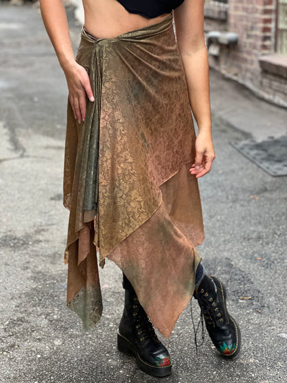 Copper Patina Nylon / Lycra Maxi Skirt