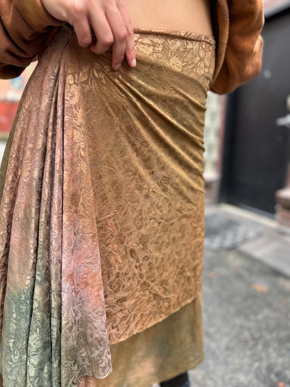 Copper Rust Patina Nylon / Lycra Maxi Skirt