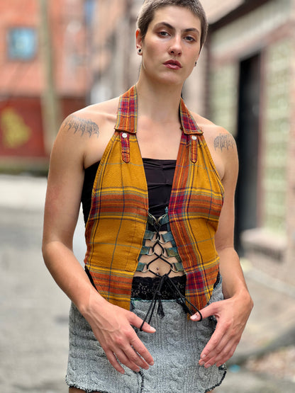 Ochre Plaid Halter