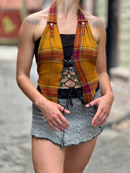 Ochre Plaid Halter