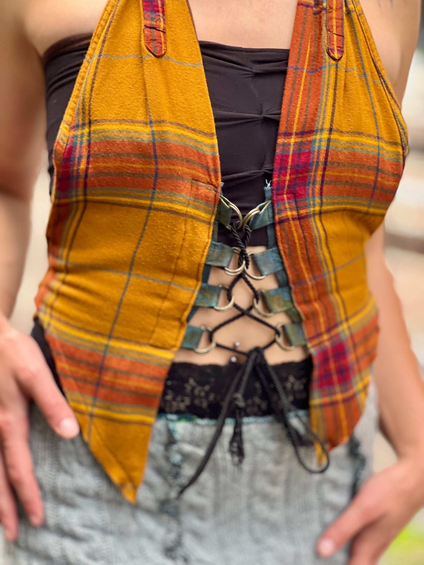Ochre Plaid Halter