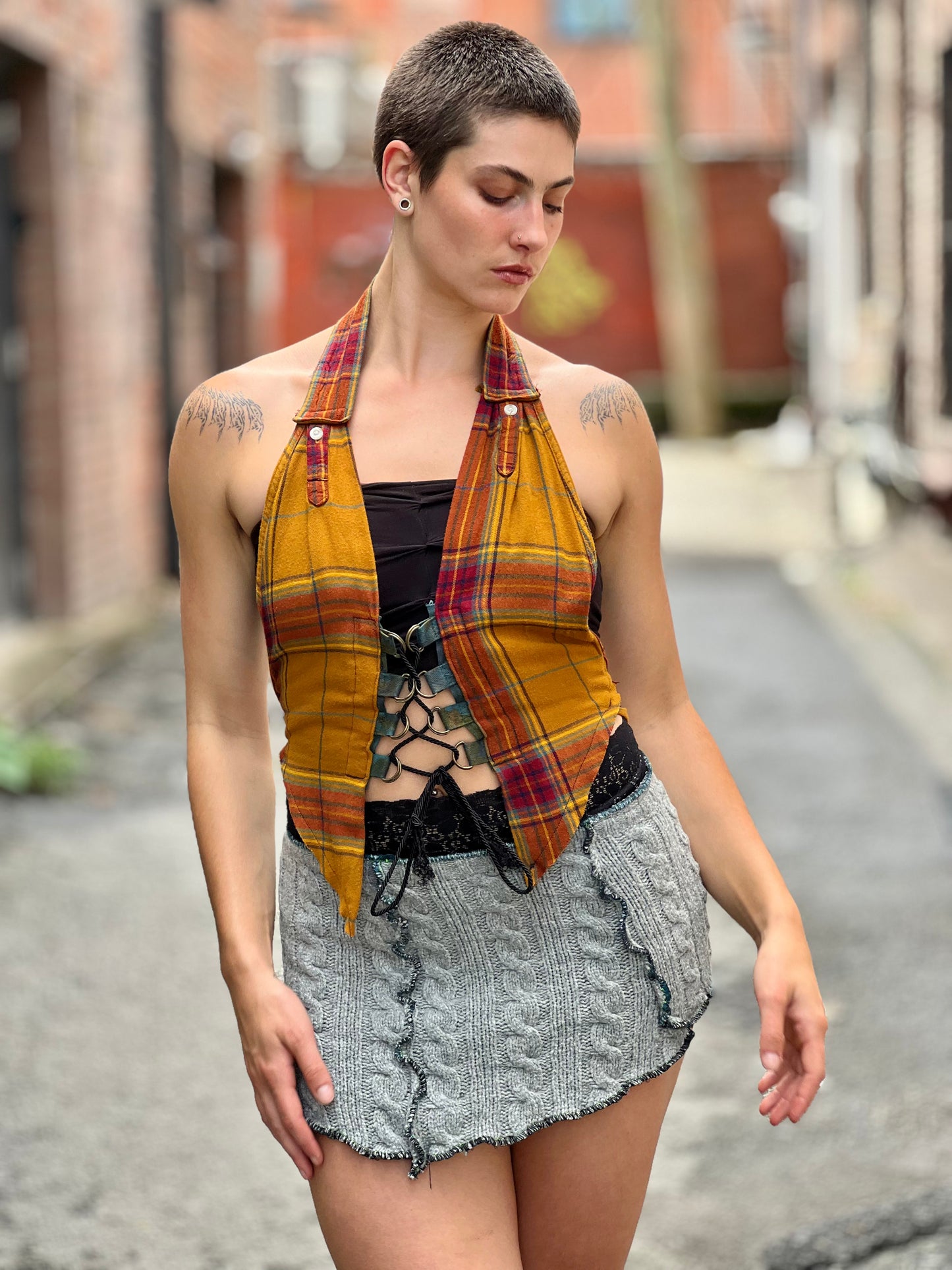 Ochre Plaid Halter