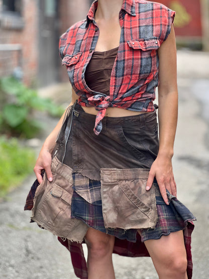 Apocalyptic Upcycled Cargo Skirt