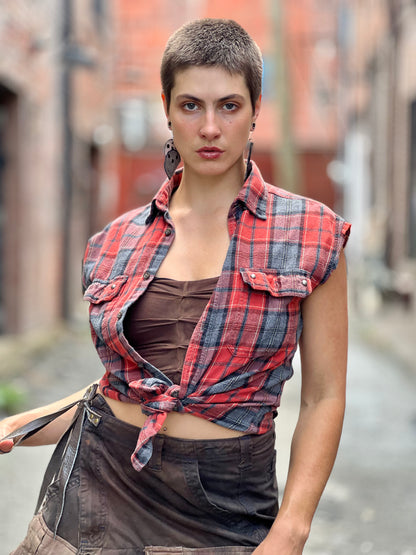 Scarlett Plaid Corset Button Up Top