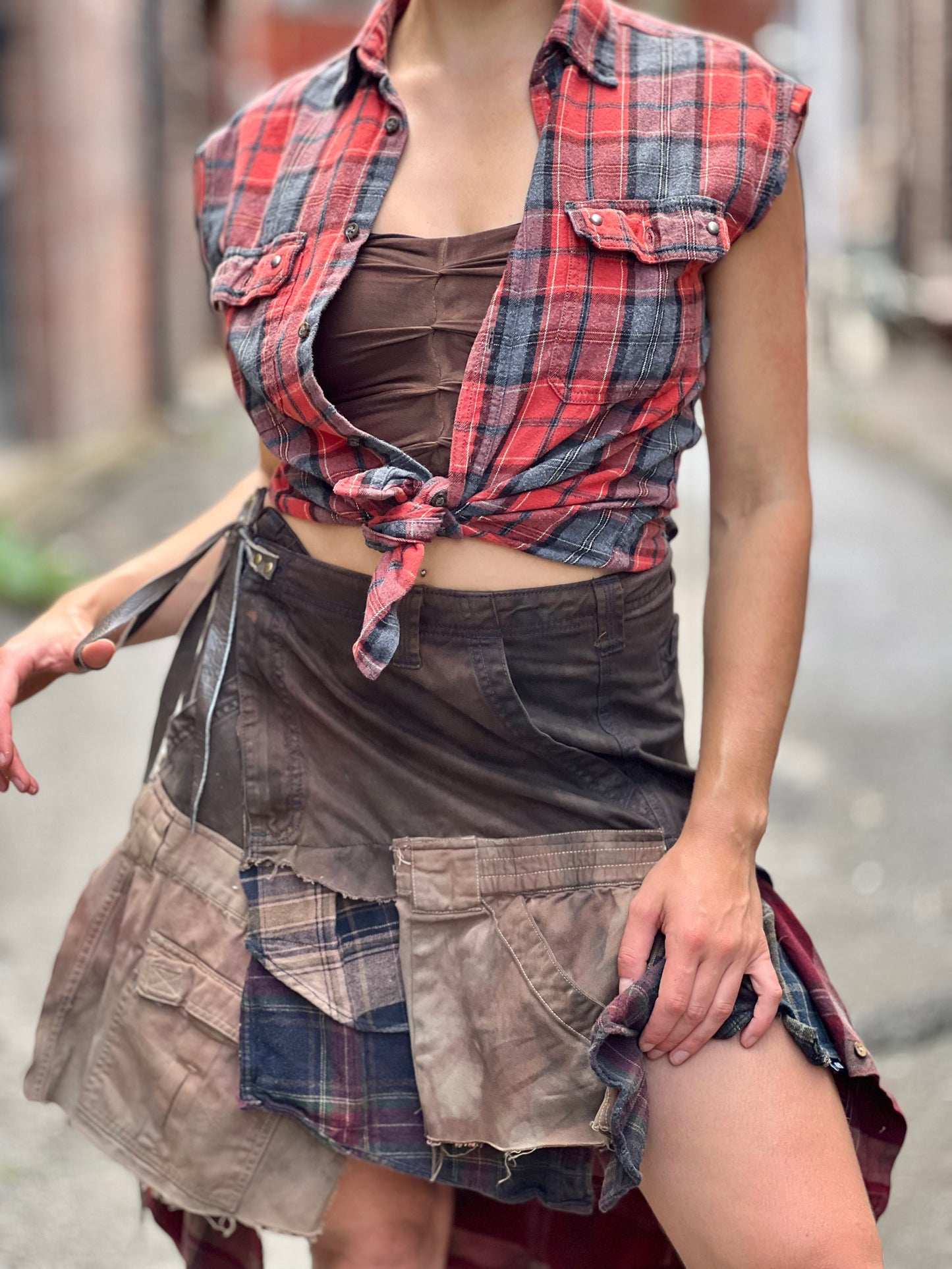 Scarlett Plaid Corset Button Up Top