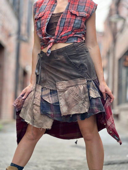 Apocalyptic Upcycled Cargo Skirt