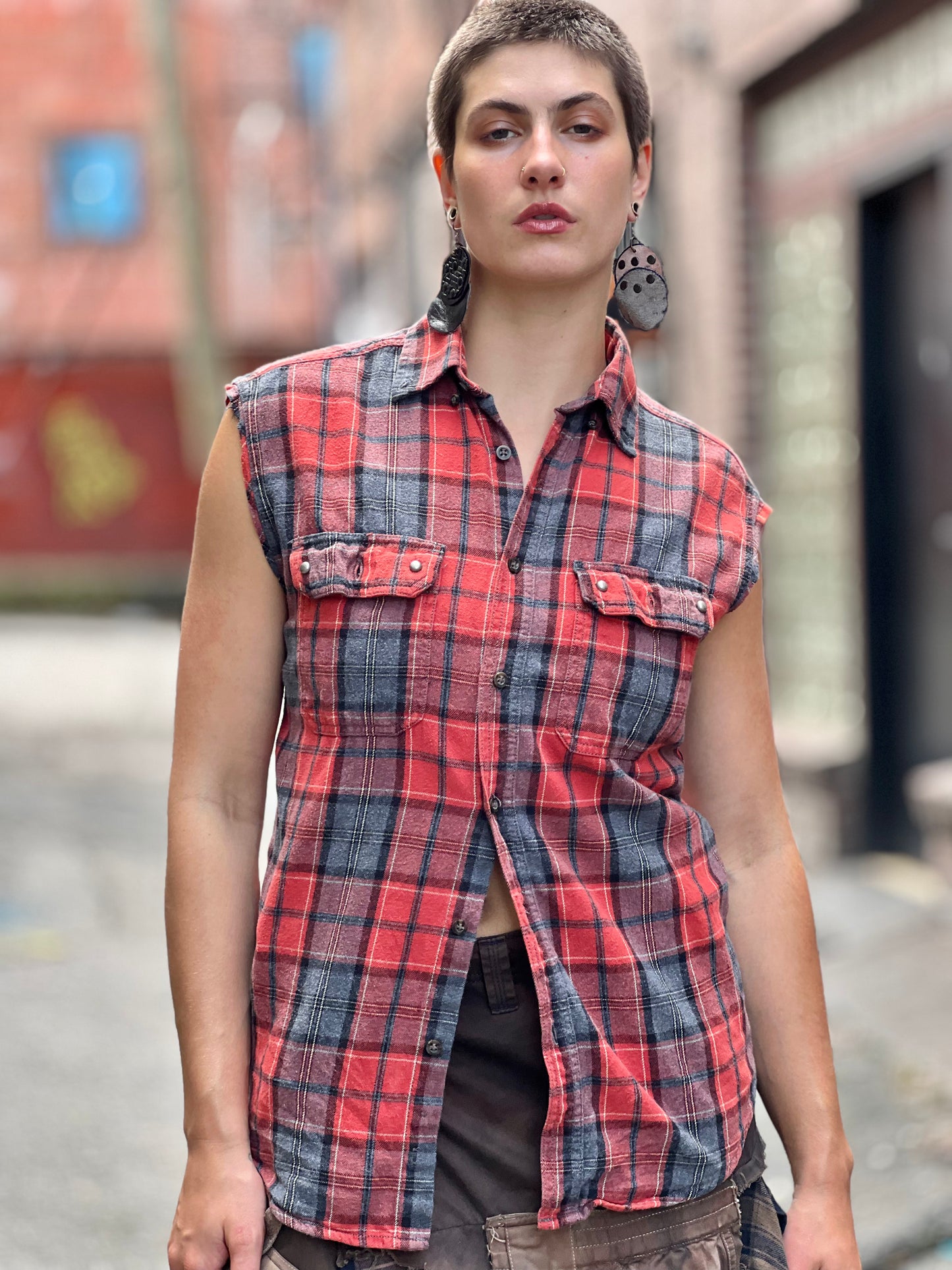 Scarlett Plaid Corset Button Up Top