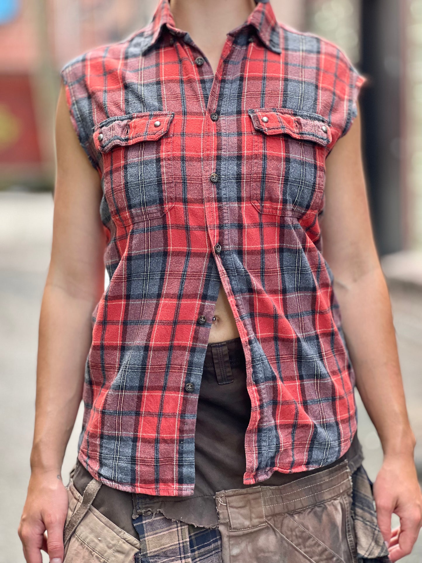 Scarlett Plaid Corset Button Up Top