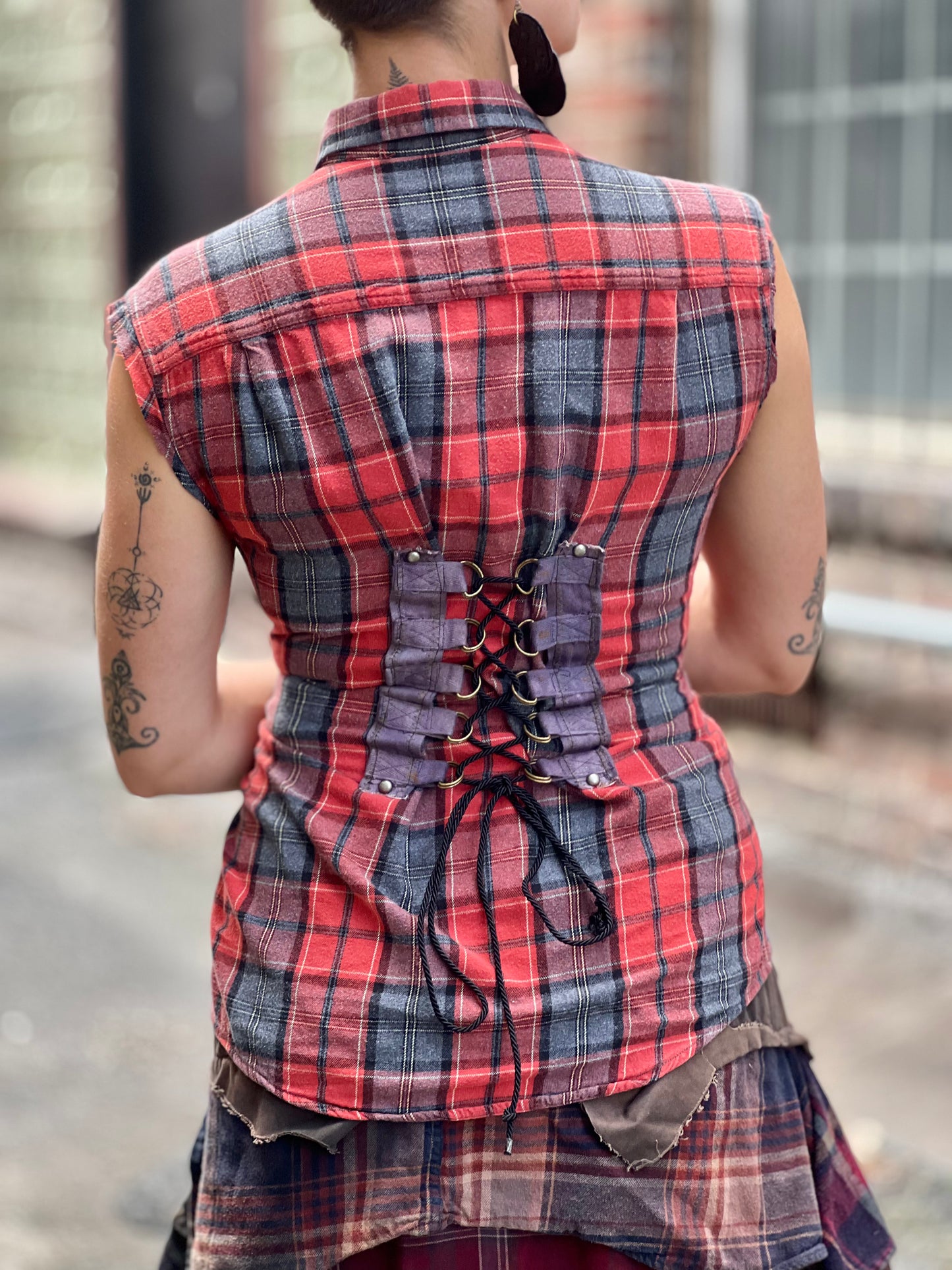 Scarlett Plaid Corset Button Up Top